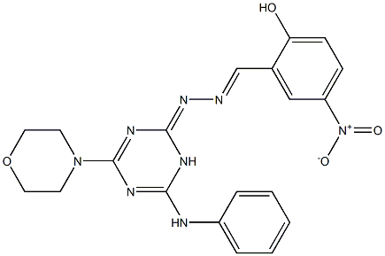 2-hydroxy-5-nitrobenzaldehyde (4-anilino-6-(4-morpholinyl)-1,3,5-triazin-2(3H)-ylidene)hydrazone Structure