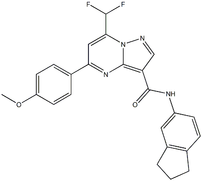 7-(difluoromethyl)-N-(2,3-dihydro-1H-inden-5-yl)-5-(4-methoxyphenyl)pyrazolo[1,5-a]pyrimidine-3-carboxamide,,结构式