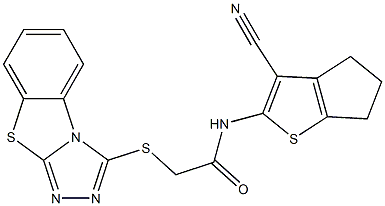 N-(3-cyano-5,6-dihydro-4H-cyclopenta[b]thien-2-yl)-2-([1,2,4]triazolo[3,4-b][1,3]benzothiazol-3-ylsulfanyl)acetamide Struktur