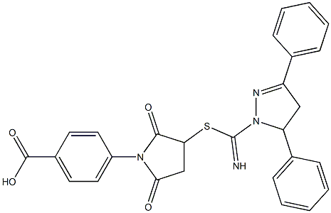 4-(3-{[(3,5-diphenyl-4,5-dihydro-1H-pyrazol-1-yl)(imino)methyl]sulfanyl}-2,5-dioxo-1-pyrrolidinyl)benzoic acid