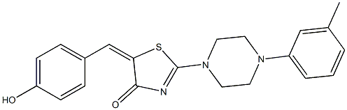 5-(4-hydroxybenzylidene)-2-[4-(3-methylphenyl)-1-piperazinyl]-1,3-thiazol-4(5H)-one Struktur