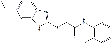 N-(2,6-dimethylphenyl)-2-[(6-methoxy-1H-benzimidazol-2-yl)sulfanyl]acetamide,,结构式