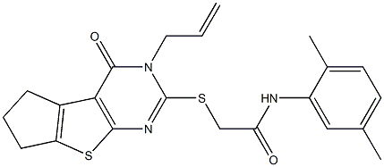 2-[(3-allyl-4-oxo-3,5,6,7-tetrahydro-4H-cyclopenta[4,5]thieno[2,3-d]pyrimidin-2-yl)sulfanyl]-N-(2,5-dimethylphenyl)acetamide Structure