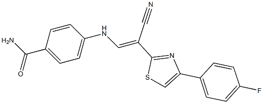 4-({2-cyano-2-[4-(4-fluorophenyl)-1,3-thiazol-2-yl]vinyl}amino)benzamide 化学構造式