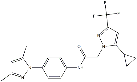 2-[5-cyclopropyl-3-(trifluoromethyl)-1H-pyrazol-1-yl]-N-[4-(3,5-dimethyl-1H-pyrazol-1-yl)phenyl]acetamide 结构式