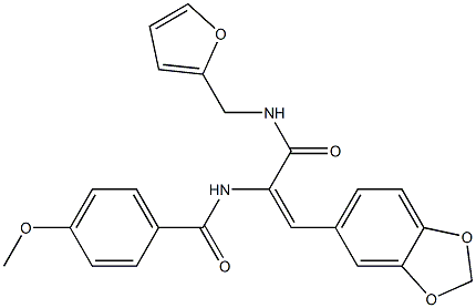 N-(2-(1,3-benzodioxol-5-yl)-1-{[(2-furylmethyl)amino]carbonyl}vinyl)-4-methoxybenzamide Struktur