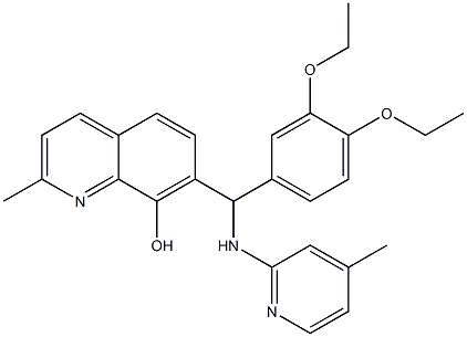 7-{(3,4-diethoxyphenyl)[(4-methyl-2-pyridinyl)amino]methyl}-2-methyl-8-quinolinol Struktur