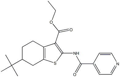 ethyl 6-tert-butyl-2-(isonicotinoylamino)-4,5,6,7-tetrahydro-1-benzothiophene-3-carboxylate Struktur