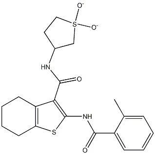 N-(1,1-dioxidotetrahydrothien-3-yl)-2-[(2-methylbenzoyl)amino]-4,5,6,7-tetrahydro-1-benzothiophene-3-carboxamide,,结构式
