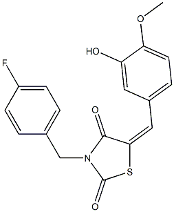 3-(4-fluorobenzyl)-5-(3-hydroxy-4-methoxybenzylidene)-1,3-thiazolidine-2,4-dione Struktur