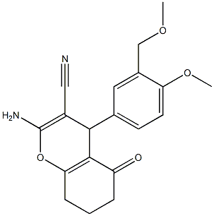 2-amino-4-[4-methoxy-3-(methoxymethyl)phenyl]-5-oxo-5,6,7,8-tetrahydro-4H-chromene-3-carbonitrile,,结构式