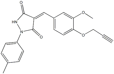 4-[3-methoxy-4-(2-propynyloxy)benzylidene]-1-(4-methylphenyl)-3,5-pyrazolidinedione Struktur