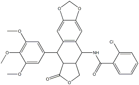 2-chloro-N-[8-oxo-9-(3,4,5-trimethoxyphenyl)-5,5a,6,8,8a,9-hexahydrofuro[3',4':6,7]naphtho[2,3-d][1,3]dioxol-5-yl]benzamide 结构式