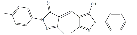 2-(4-fluorophenyl)-4-{[5-hydroxy-3-methyl-1-(4-methylphenyl)-1H-pyrazol-4-yl]methylene}-5-methyl-2,4-dihydro-3H-pyrazol-3-one 化学構造式