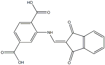 2-{[(1,3-dioxo-1,3-dihydro-2H-inden-2-ylidene)methyl]amino}terephthalic acid Structure