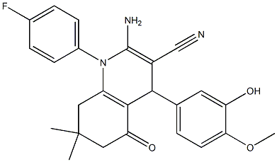 2-amino-1-(4-fluorophenyl)-4-(3-hydroxy-4-methoxyphenyl)-7,7-dimethyl-5-oxo-1,4,5,6,7,8-hexahydro-3-quinolinecarbonitrile