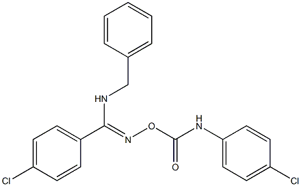 1-[(benzylamino)({[(4-chloroanilino)carbonyl]oxy}imino)methyl]-4-chlorobenzene Struktur
