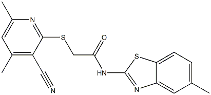 2-[(3-cyano-4,6-dimethylpyridin-2-yl)sulfanyl]-N-(5-methyl-1,3-benzothiazol-2-yl)acetamide Structure