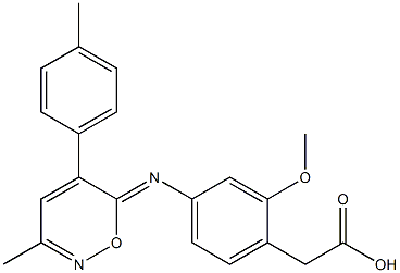 2-methoxy-4-{[3-methyl-5-(4-methylphenyl)-6H-1,2-oxazin-6-ylidene]amino}phenylacetate Structure