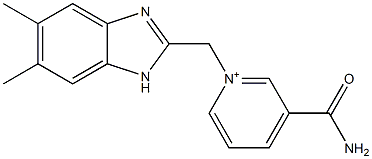 3-(aminocarbonyl)-1-[(5,6-dimethyl-1H-benzimidazol-2-yl)methyl]pyridinium Struktur