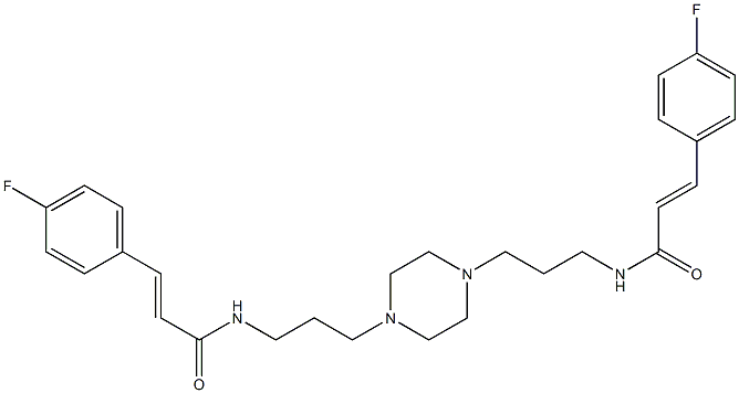 3-(4-fluorophenyl)-N-{3-[4-(3-{[3-(4-fluorophenyl)acryloyl]amino}propyl)-1-piperazinyl]propyl}acrylamide Struktur