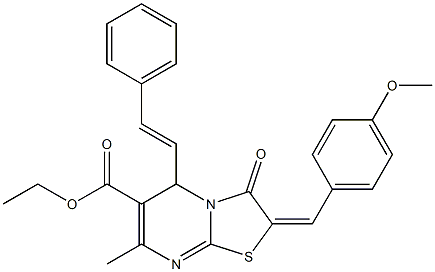  ethyl 2-(4-methoxybenzylidene)-7-methyl-3-oxo-5-(2-phenylvinyl)-2,3-dihydro-5H-[1,3]thiazolo[3,2-a]pyrimidine-6-carboxylate