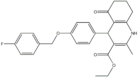 ethyl 4-{4-[(4-fluorobenzyl)oxy]phenyl}-2-methyl-5-oxo-1,4,5,6,7,8-hexahydro-3-quinolinecarboxylate Structure