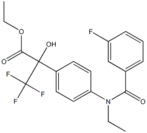 ethyl 2-{4-[ethyl(3-fluorobenzoyl)amino]phenyl}-3,3,3-trifluoro-2-hydroxypropanoate Struktur