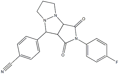 4-[2-(4-fluorophenyl)-1,3-dioxooctahydro-5H-pyrazolo[1,2-a]pyrrolo[3,4-c]pyrazol-9-yl]benzonitrile Struktur