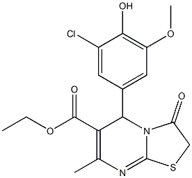 ethyl 5-(3-chloro-4-hydroxy-5-methoxyphenyl)-7-methyl-3-oxo-2,3-dihydro-5H-[1,3]thiazolo[3,2-a]pyrimidine-6-carboxylate 结构式