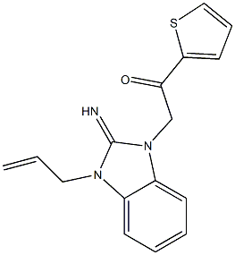 2-(3-allyl-2-imino-2,3-dihydro-1H-benzimidazol-1-yl)-1-(2-thienyl)ethanone,,结构式