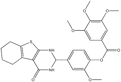 2-methoxy-4-(4-oxo-1,2,3,4,5,6,7,8-octahydro[1]benzothieno[2,3-d]pyrimidin-2-yl)phenyl 3,4,5-trimethoxybenzoate Structure