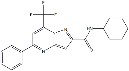 N-cyclohexyl-5-phenyl-7-(trifluoromethyl)pyrazolo[1,5-a]pyrimidine-2-carboxamide 结构式