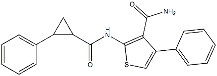 4-phenyl-2-{[(2-phenylcyclopropyl)carbonyl]amino}-3-thiophenecarboxamide 化学構造式