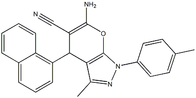 6-amino-3-methyl-1-(4-methylphenyl)-4-(1-naphthyl)-1,4-dihydropyrano[2,3-c]pyrazole-5-carbonitrile 结构式
