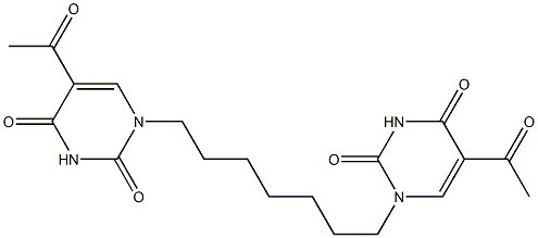 5-acetyl-1-[7-(5-acetyl-2,4-dioxo-3,4-dihydropyrimidin-1(2H)-yl)heptyl]pyrimidine-2,4(1H,3H)-dione 化学構造式