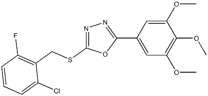 2-[(2-chloro-6-fluorobenzyl)sulfanyl]-5-(3,4,5-trimethoxyphenyl)-1,3,4-oxadiazole 化学構造式