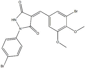 4-(3-bromo-4,5-dimethoxybenzylidene)-1-(4-bromophenyl)-3,5-pyrazolidinedione 化学構造式