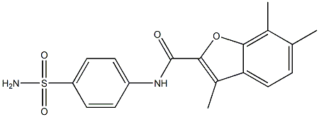 N-[4-(aminosulfonyl)phenyl]-3,6,7-trimethyl-1-benzofuran-2-carboxamide Structure