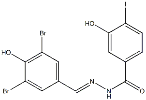 N'-(3,5-dibromo-4-hydroxybenzylidene)-3-hydroxy-4-iodobenzohydrazide 结构式