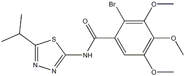 2-bromo-N-(5-isopropyl-1,3,4-thiadiazol-2-yl)-3,4,5-trimethoxybenzamide,,结构式