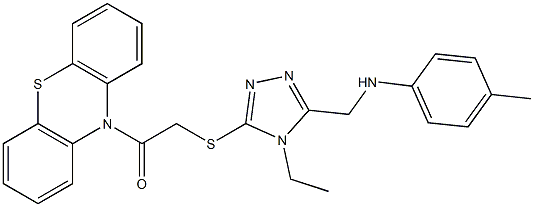 N-[(4-ethyl-5-{[2-oxo-2-(10H-phenothiazin-10-yl)ethyl]sulfanyl}-4H-1,2,4-triazol-3-yl)methyl]-N-(4-methylphenyl)amine Structure