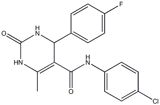 N-(4-chlorophenyl)-4-(4-fluorophenyl)-6-methyl-2-oxo-1,2,3,4-tetrahydro-5-pyrimidinecarboxamide 化学構造式