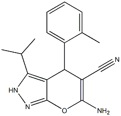 6-amino-3-isopropyl-4-(2-methylphenyl)-2,4-dihydropyrano[2,3-c]pyrazole-5-carbonitrile