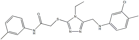 2-({5-[(3-chloro-4-methylanilino)methyl]-4-ethyl-4H-1,2,4-triazol-3-yl}sulfanyl)-N-(3-methylphenyl)acetamide,,结构式