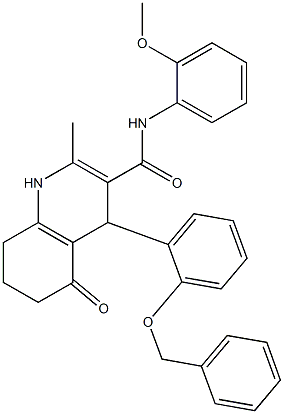 4-[2-(benzyloxy)phenyl]-N-(2-methoxyphenyl)-2-methyl-5-oxo-1,4,5,6,7,8-hexahydro-3-quinolinecarboxamide Structure