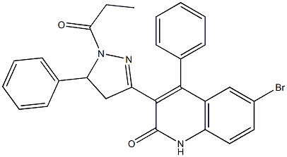 6-bromo-4-phenyl-3-(5-phenyl-1-propionyl-4,5-dihydro-1H-pyrazol-3-yl)-2(1H)-quinolinone 结构式