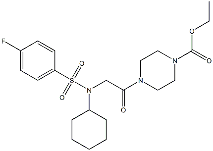 ethyl 4-({cyclohexyl[(4-fluorophenyl)sulfonyl]amino}acetyl)piperazine-1-carboxylate 化学構造式