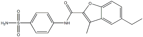 N-[4-(aminosulfonyl)phenyl]-5-ethyl-3-methyl-1-benzofuran-2-carboxamide Struktur