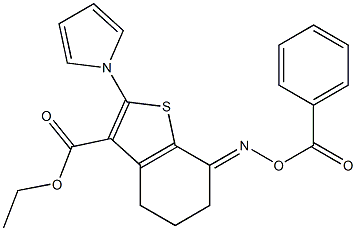 ethyl 7-[(benzoyloxy)imino]-2-(1H-pyrrol-1-yl)-4,5,6,7-tetrahydro-1-benzothiophene-3-carboxylate,,结构式